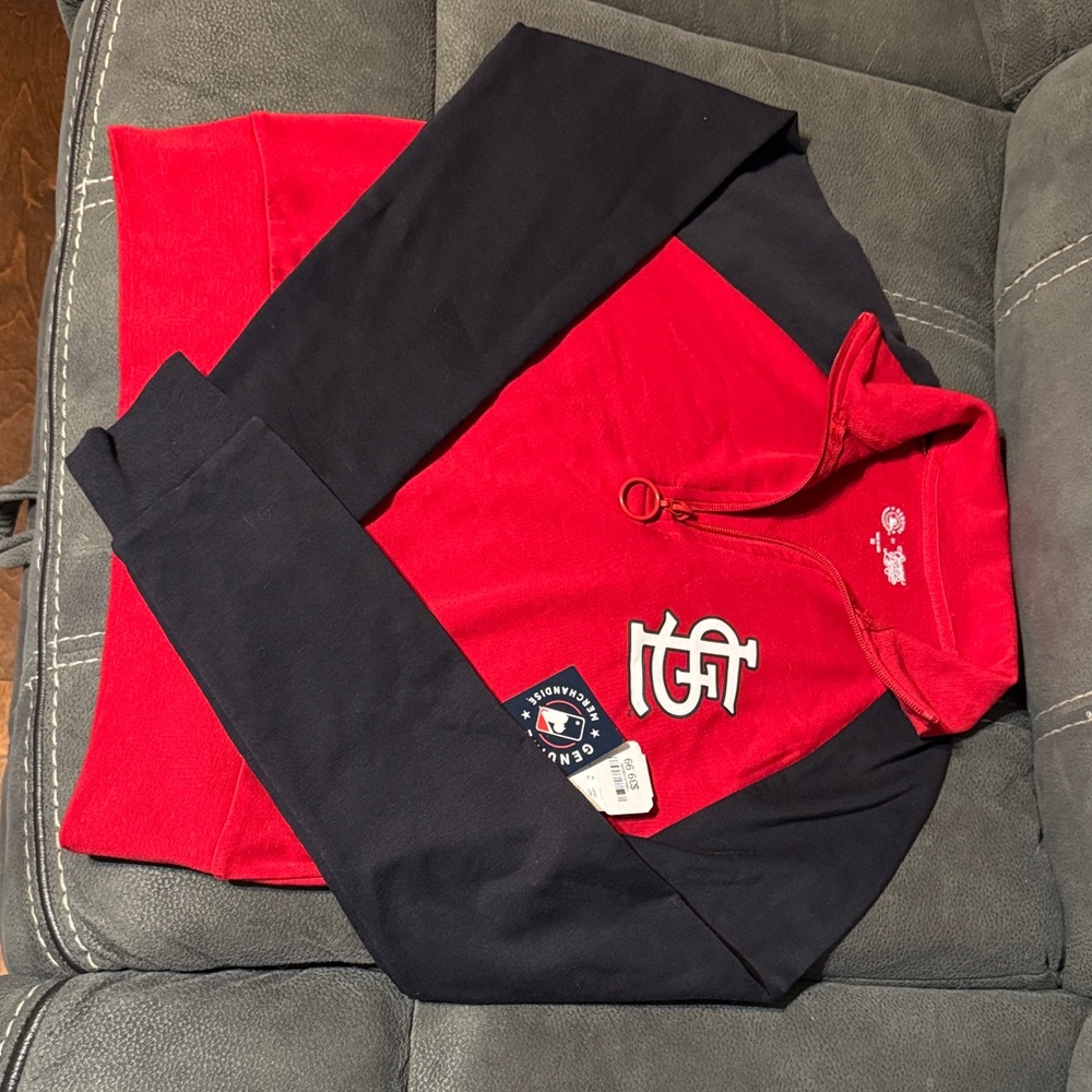Red and Navy Half-Zip women ST Louis Cardinals Sweatshirt - Size XS - NWT